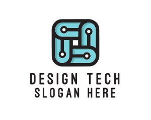 Square Circuit Tech logo design