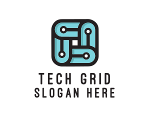 Square Circuit Tech logo design