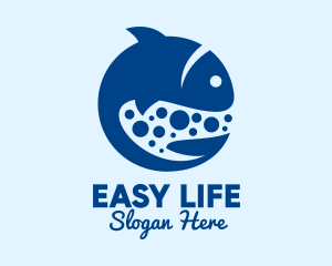 Blue Swimming Fish  logo design