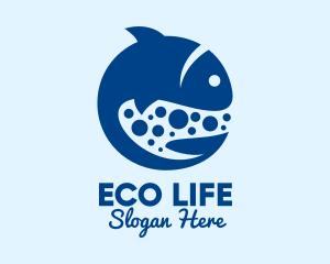 Blue Swimming Fish  logo design