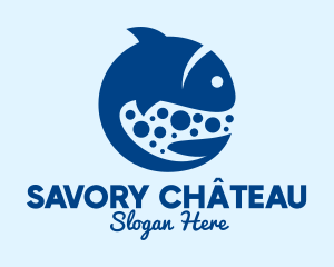 Blue Swimming Fish  logo design