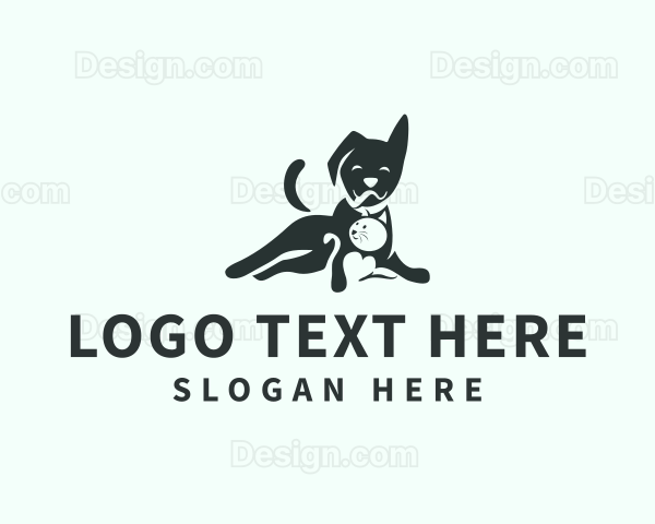 Dog & Cat Negative Space Logo