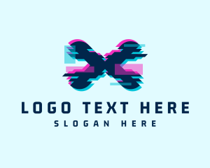 Cyber Anaglyph Letter X logo