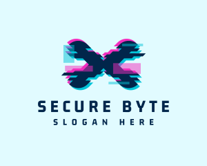 Cyber Anaglyph Letter X logo