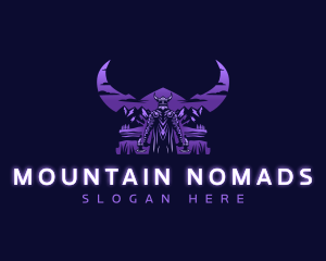 Viking Warrior Mountains logo design