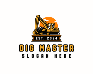 Excavator Mountain Digging logo design