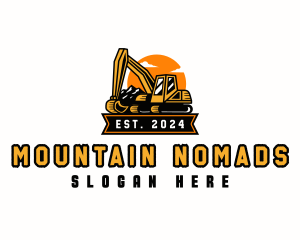 Excavator Mountain Digging logo design