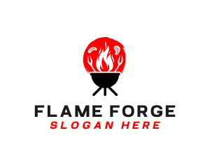 Flame Grill Barbecue logo design