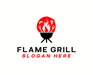 Flame Grill Barbecue logo design