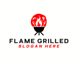 Flame Grill Barbecue logo design