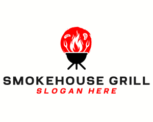 Flame Grill Barbecue logo design