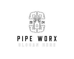 Pipe Wrench Plumbing logo design