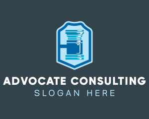 Blue Gavel Shield logo