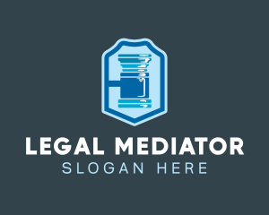 Blue Gavel Shield logo design