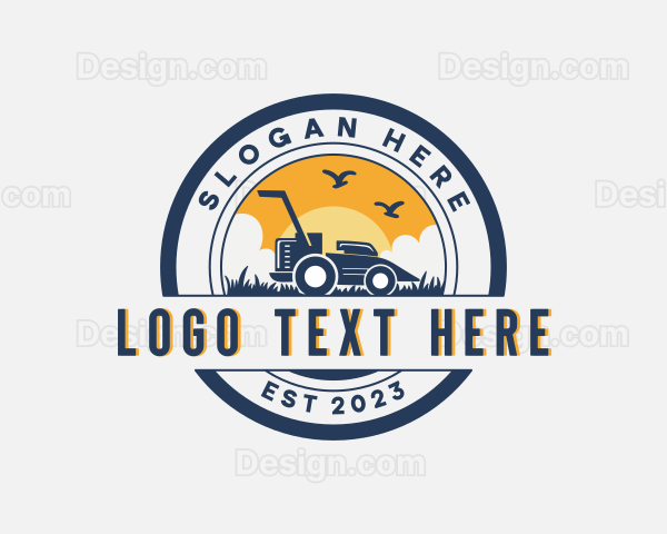 Lawn Mower Grass Cutting Logo