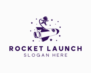 Astronaut Rocket Ship logo