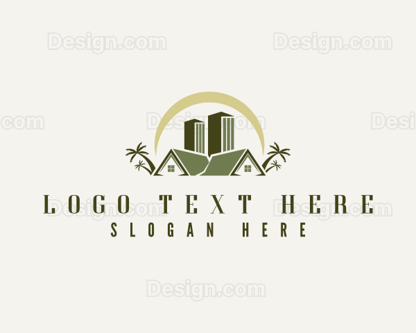 Tropical Building Lodging Logo