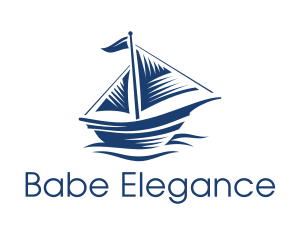 Blue Sailboat Ship logo design