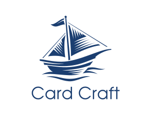 Blue Sailboat Ship logo design