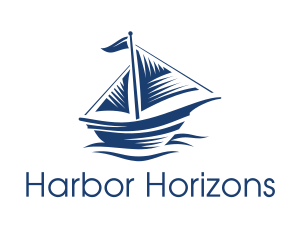 Blue Sailboat Ship logo