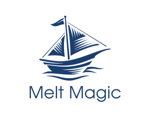 Blue Sailboat Ship logo design