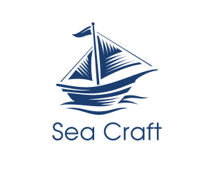 Blue Sailboat Ship logo