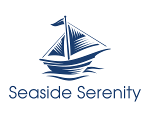 Blue Sailboat Ship logo