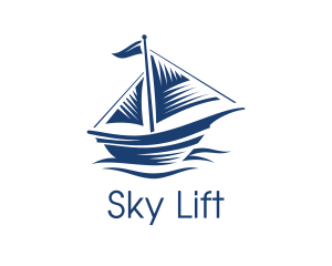 Blue Sailboat Ship logo design