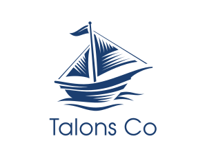 Blue Sailboat Ship logo design