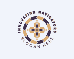 Puzzle Navigation Compass logo design