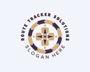 Puzzle Navigation Compass logo design