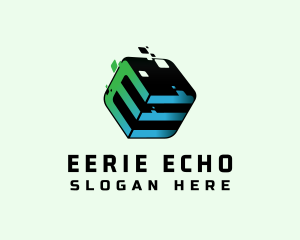 Glitch Cube Letter E logo design