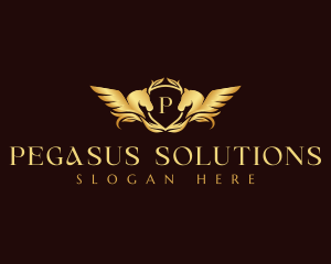 Pegasus Wings Shield logo design