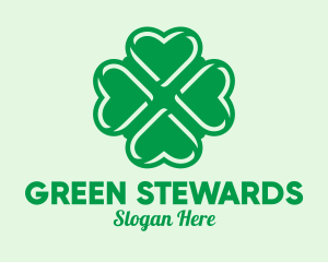 Green Heart Shamrock  logo design