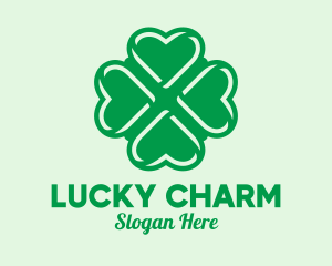 Green Heart Shamrock  logo design