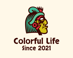 Colorful Mayan Face logo design