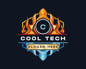 Flame Cooling HVAC logo design