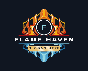 Flame Cooling HVAC logo design