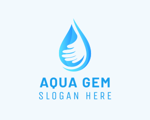 Hand Aqua Droplet logo design