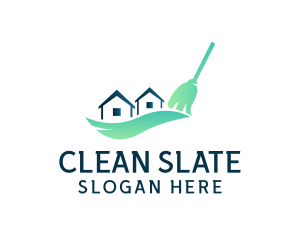 House Broom Cleaning logo design