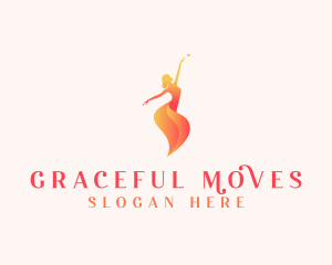 Dancing Ballerina Woman logo design