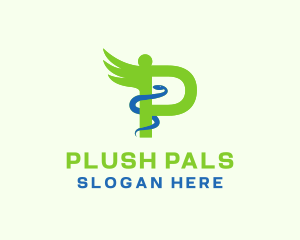 Caduceus Letter P Pharmacy  logo design