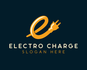 Electrical Plug Charge Letter E logo