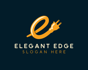 Electrical Plug Charge Letter E logo design