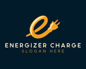 Electrical Plug Charge Letter E logo design