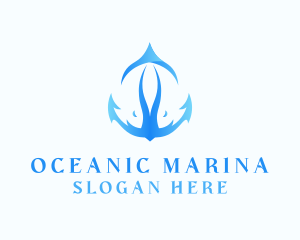 Blue Anchor Fish logo design