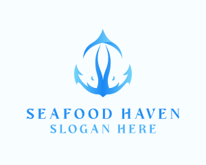 Blue Anchor Fish logo design