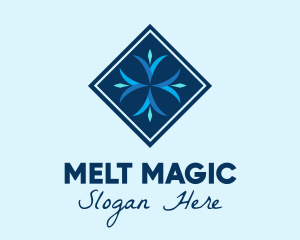 Blue Winter Snowflake logo design