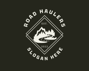 Mountain Hiking Road Trip logo design