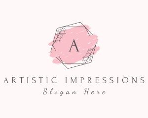 Watercolor Hexagon Wreath  logo design